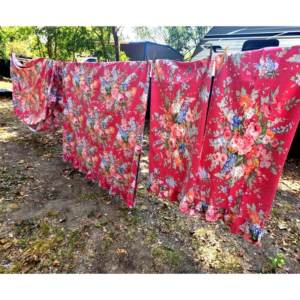 4 piece VTG Ralph Lauren Southampton Beach Floral K Size Sheet Set Cottage